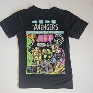 Marvel Avengers T-Shirt Black Adult Small -Thor Hulk Ant man Iron man